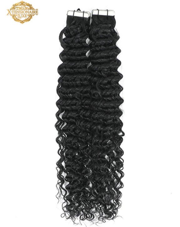 Curly Tape Hair Extensions 3C #1 Jet Black 20"