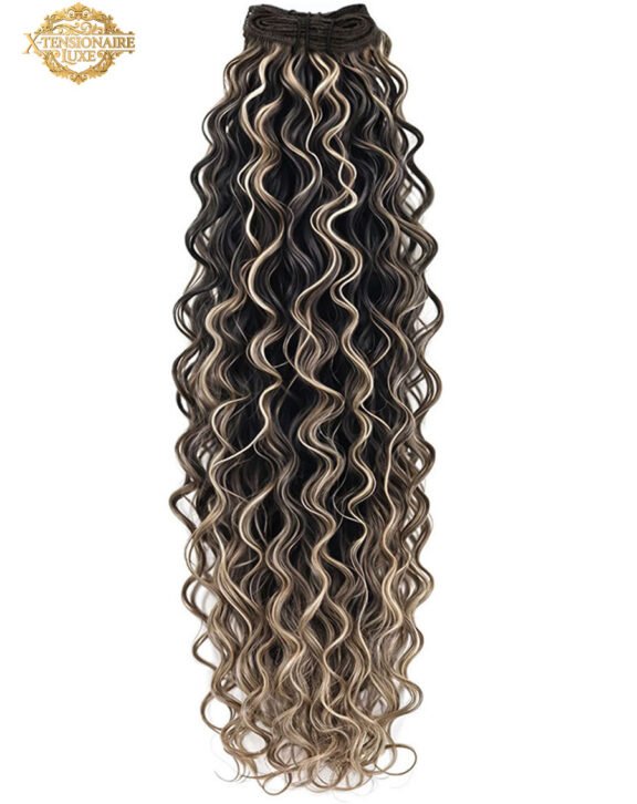 Weft Curly Hair Extensions 3B #2c/1001 Chocolate and Pearl Blonde Mix
